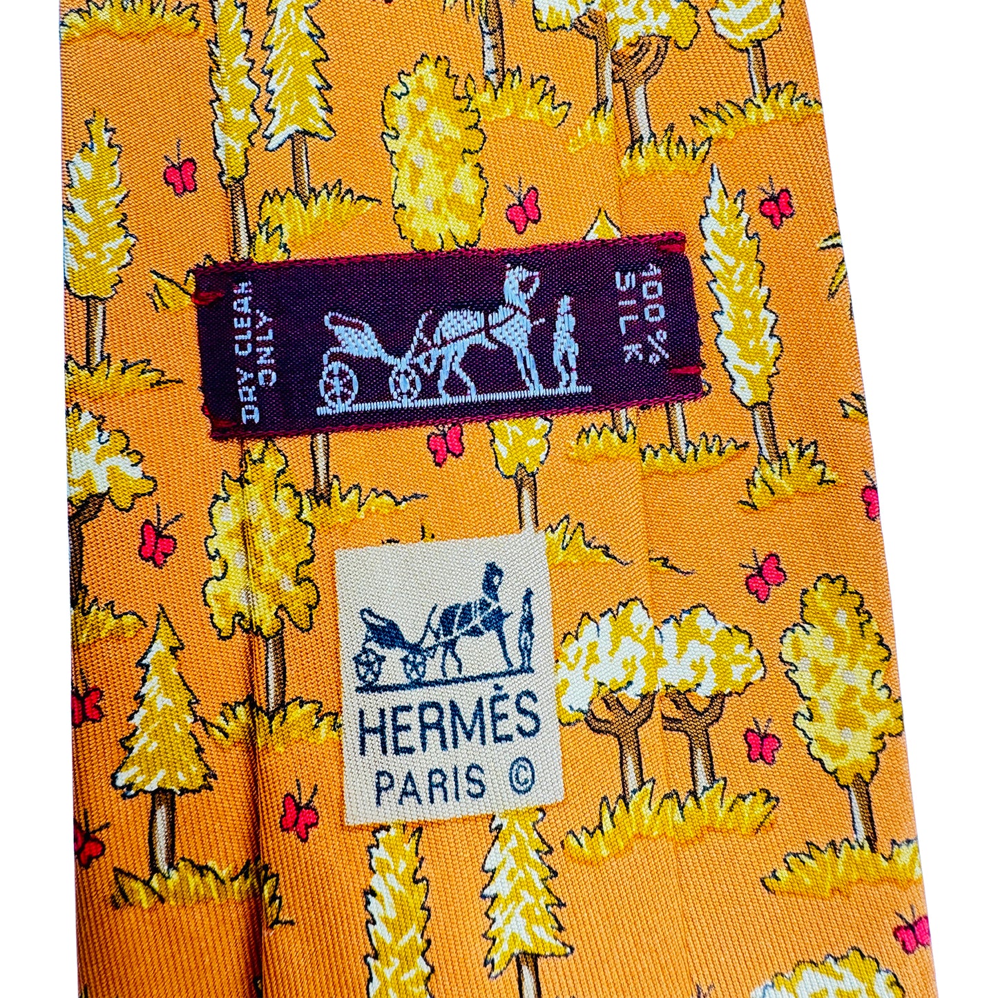 Hermès Orange 'Forest Pattern' Tie (Size Regular)
