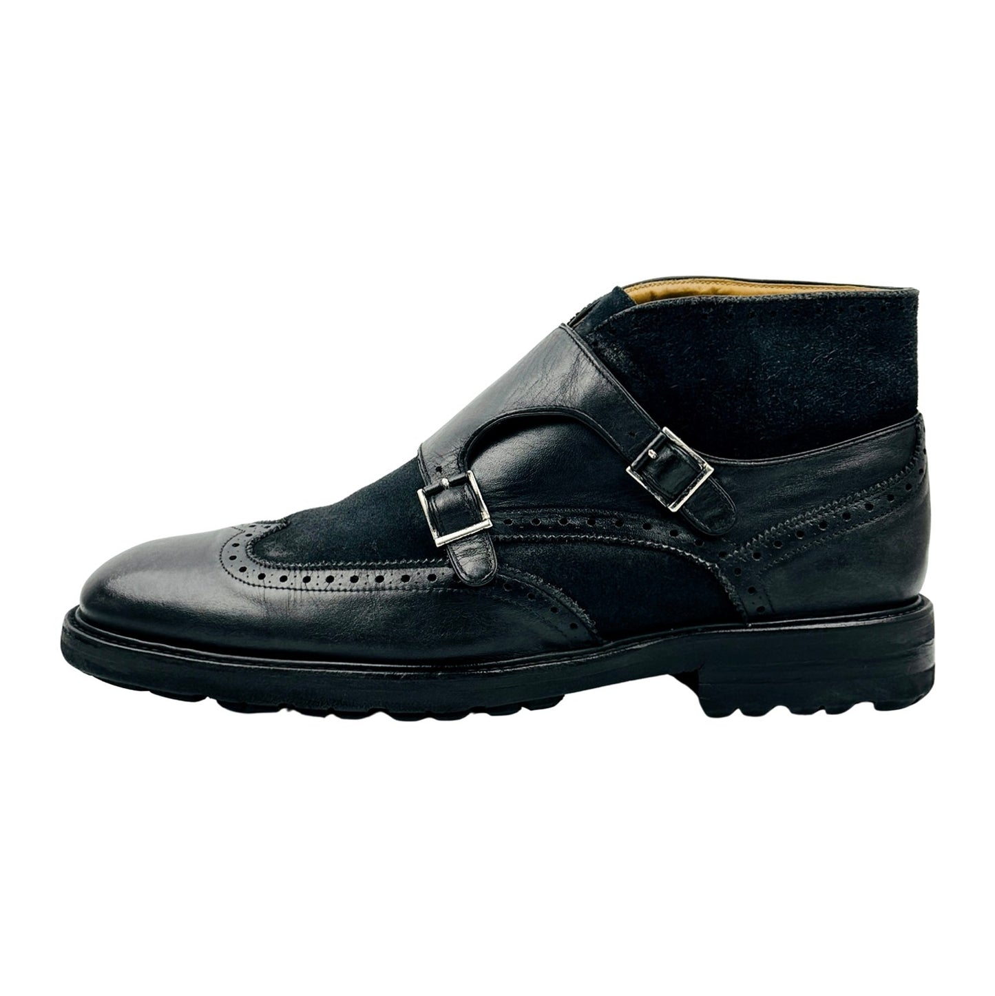 Calce Black Double Monk Strap Ankle Boots (Size 43.5)