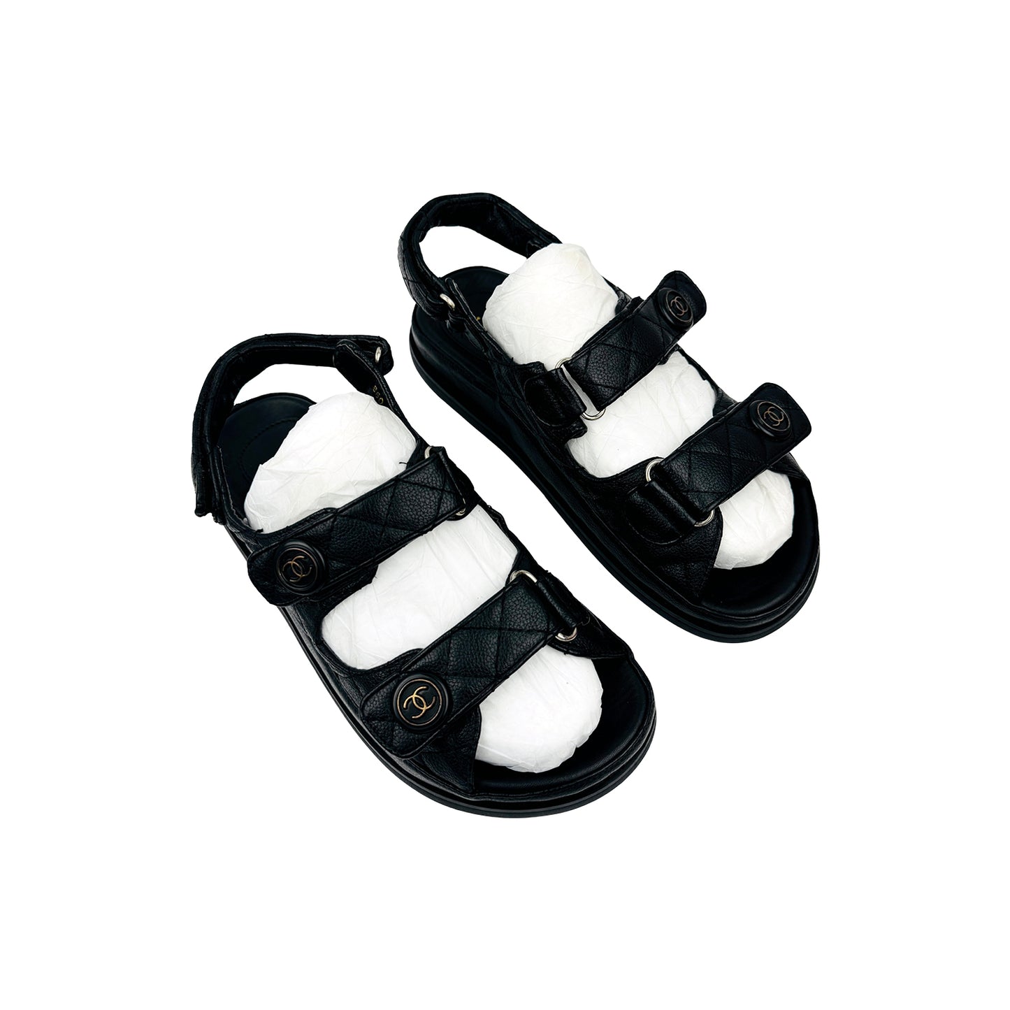 Chanel Quilted CC Velcro 'Dad' Sandals (Size 39)