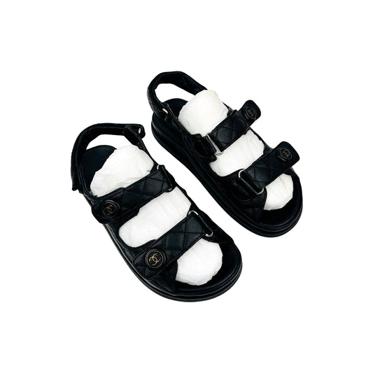 Chanel Quilted CC Velcro 'Dad' Sandals (Size 39)