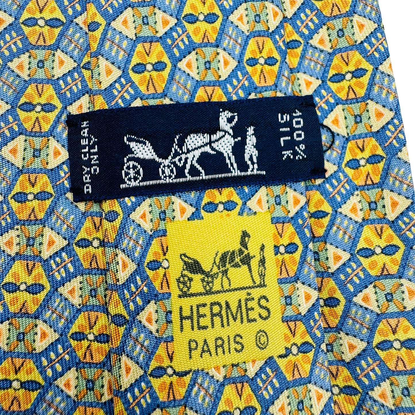 Hermès Light Blue 'Geometric Pattern' Tie (Size Regular)