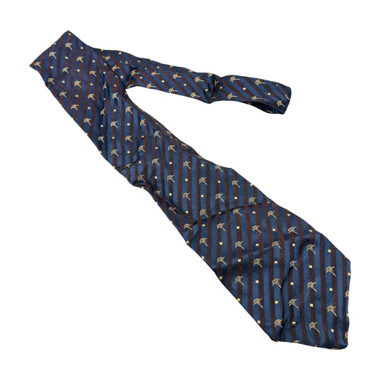 Dolce & Gabbana Navy Blue 'Motifs' Silk Tie (Size Regular)