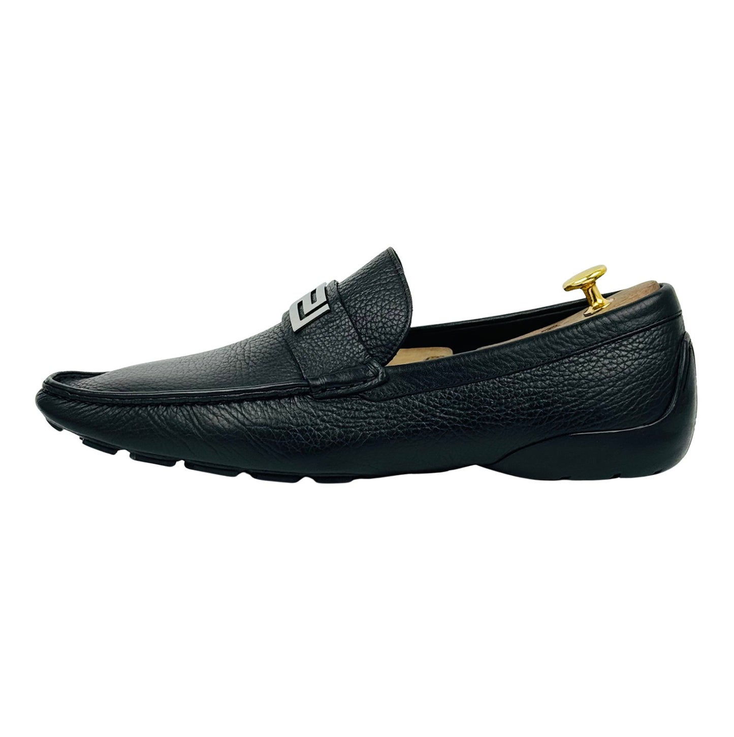Versace Men's Black Grained leather Loafers (Size 42.5/43)