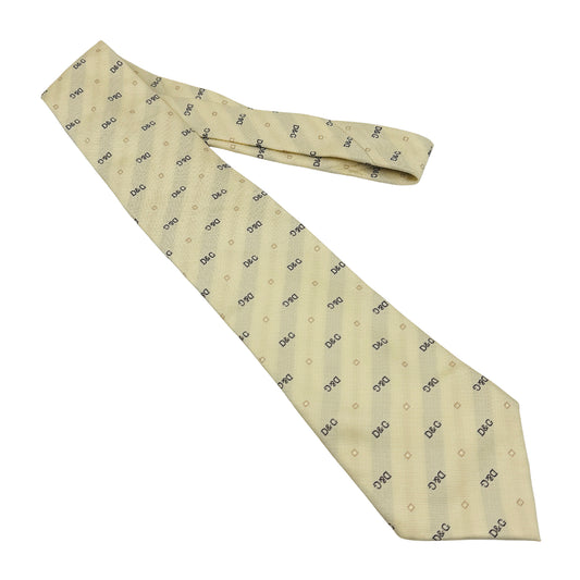 Dolce & Gabbana Light Beige 'Motifs' Silk Tie (Size Regular)