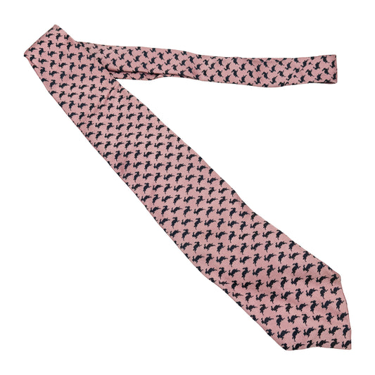 Boggi Milano Light Pink 'Black Rabbit Pattern' Tie (Size Regular)