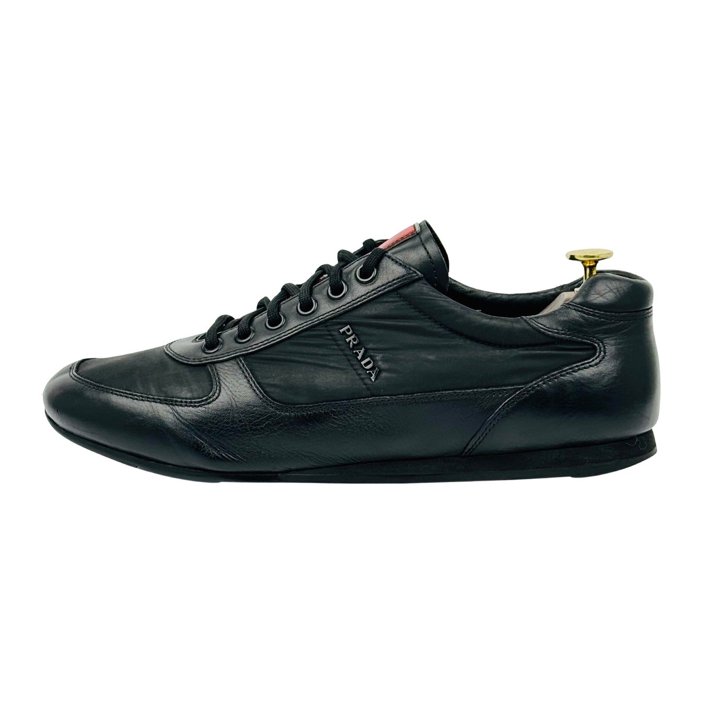 Prada Men's Black Technical Fabric Low-Top Sneakers (Size 42.5)