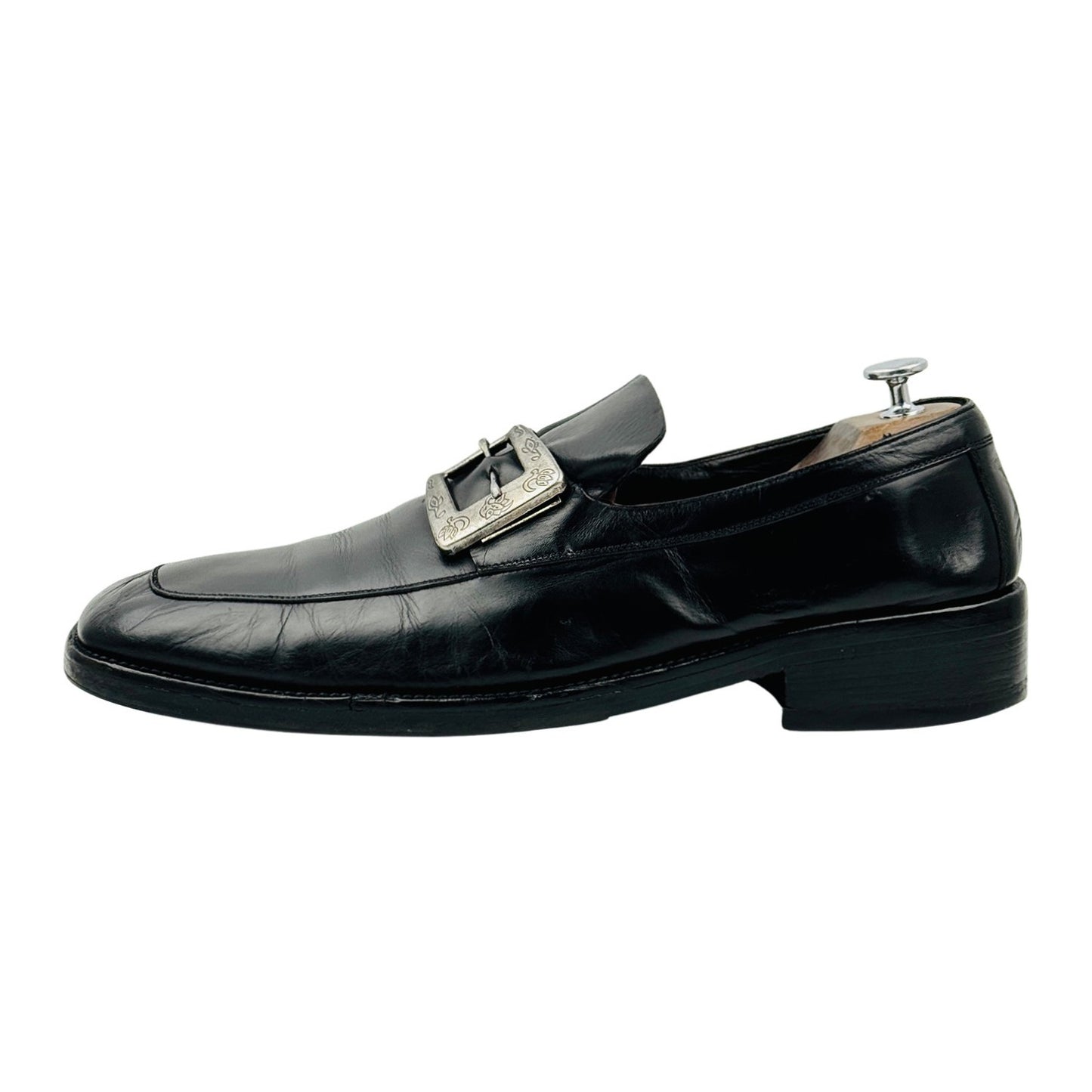 Gucci Men's Black Leather Monk Strap Buckle Loafers (Size 44.5)