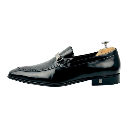 Versace Black Polished Leather Loafers (Size 42/42.5)