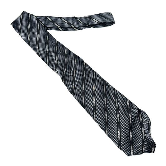 Versace Charcoal Grey 'Diagonal Stripes' Silk Tie (Size Regular)