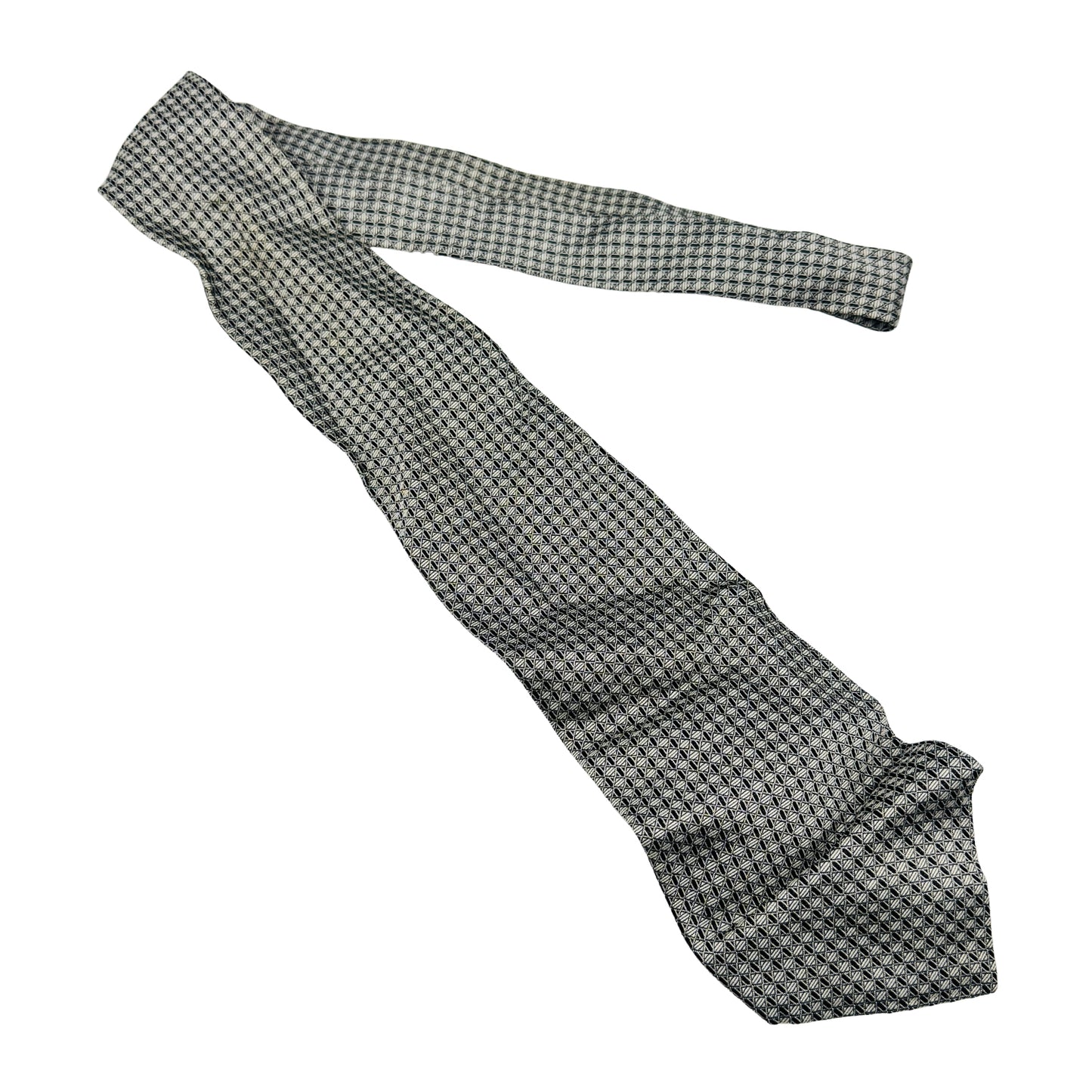 Lanvin Black 'Geometric Diamond Pattern' Silk Tie (Size Regular)