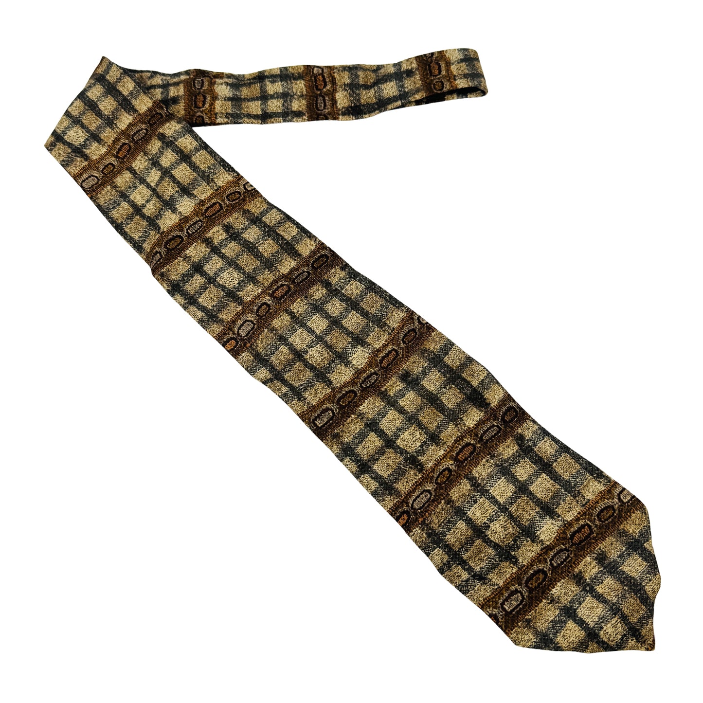 Canali Beige 'Plaid Pattern' Silk Tie (Size Regular)