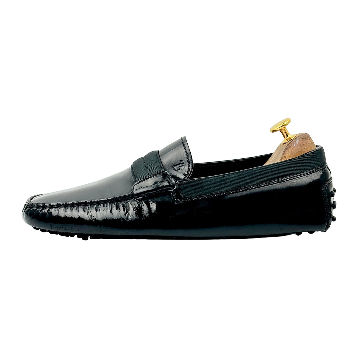 Tod's Men's Black Leather Elastic Vamp Italian Loafers (Size 42.5)