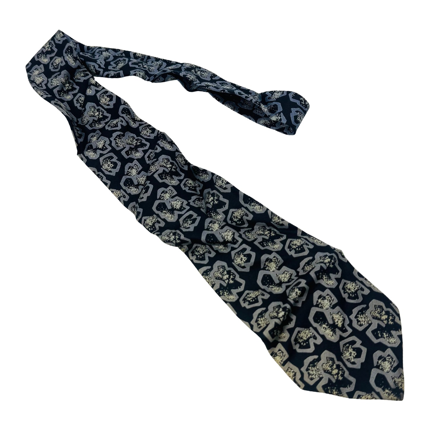 Giorgio Armani Navy 'Grey Abstract Pattern' Silk Tie (Size Regular)