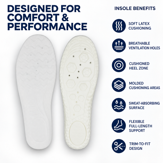 Breathable Latex Comfort Insole - White