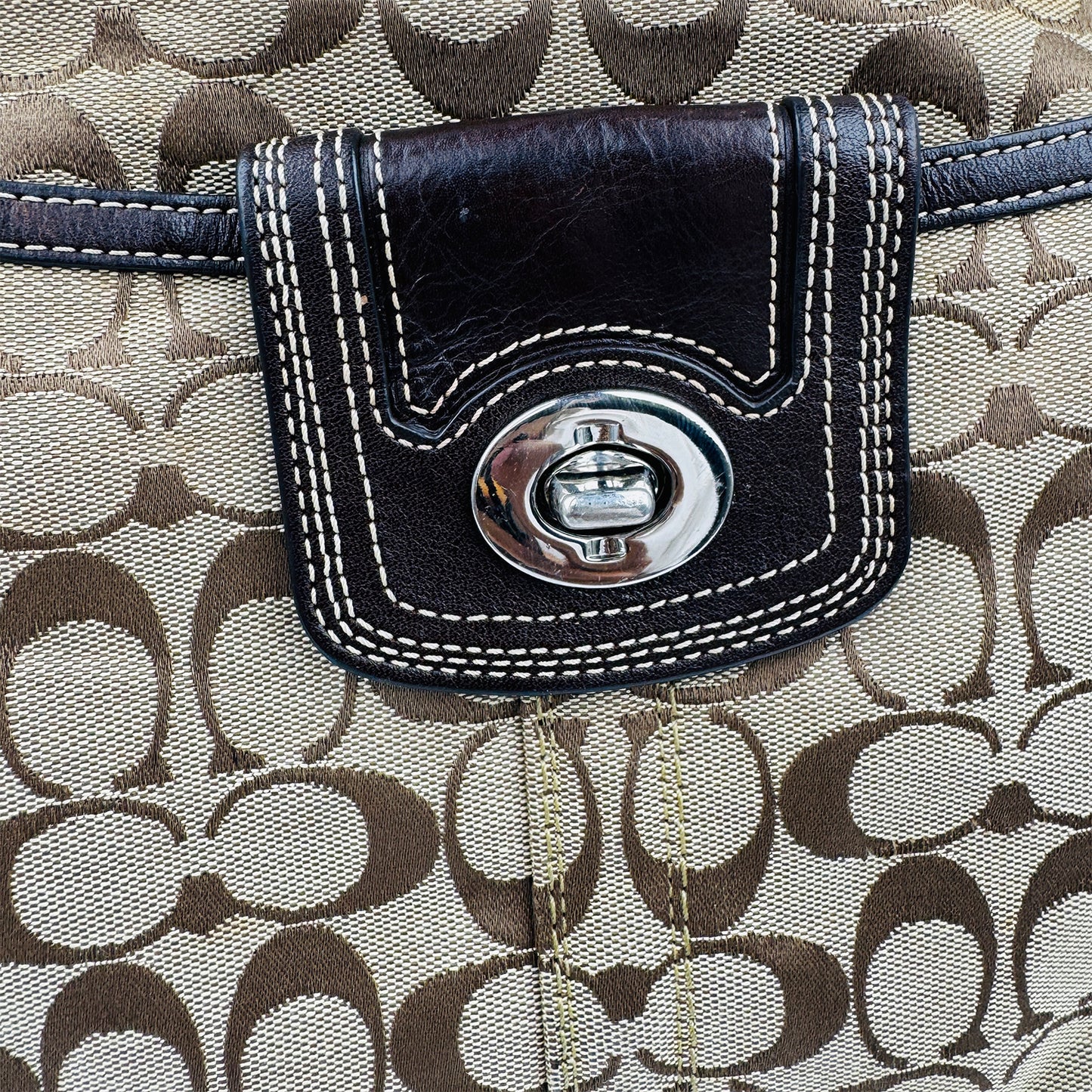 Coach Signature Jacquard Turnlock Hobo Shoulder Bag