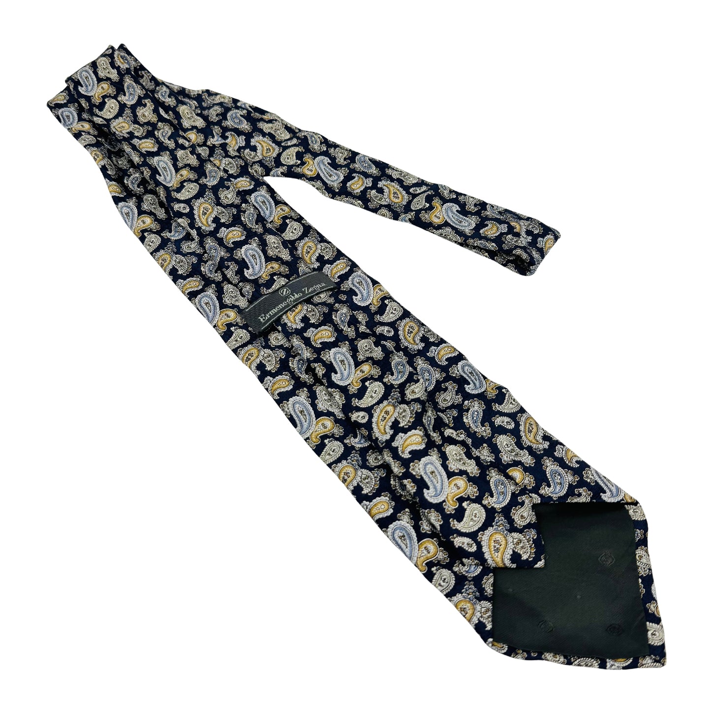 Ermenegildo Zegna Navy Blue 'Paisley Pattern' Silk Tie (Size Regular)