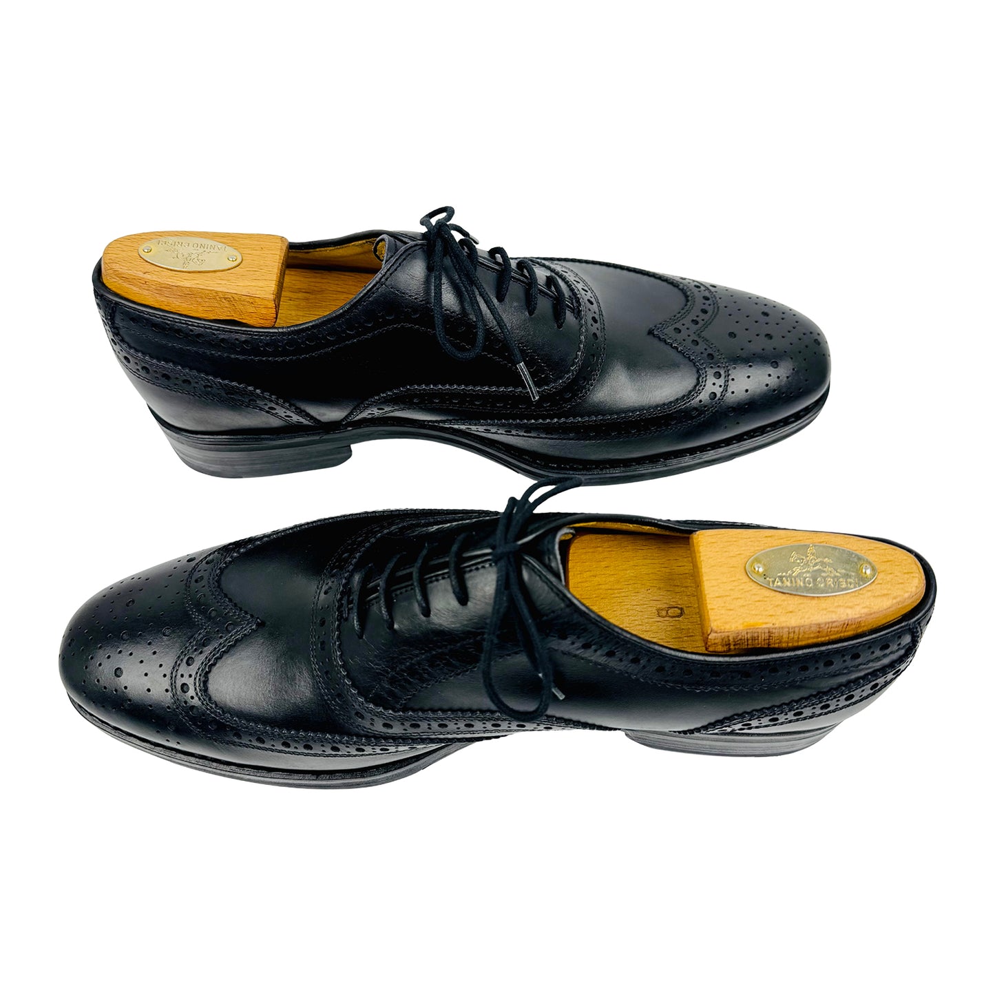 Crown Men's Black Leather Brogue Shoes (Size 42/42.5)