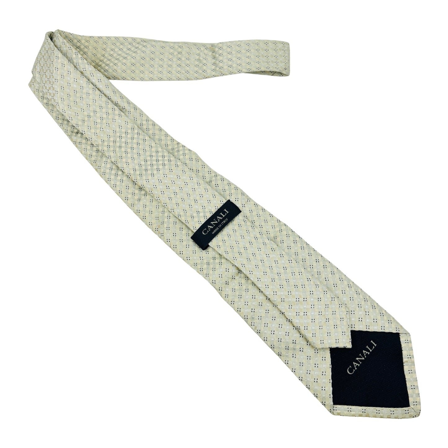 Canali White 'Geometric Pattern' Silk Tie (Size Regular)