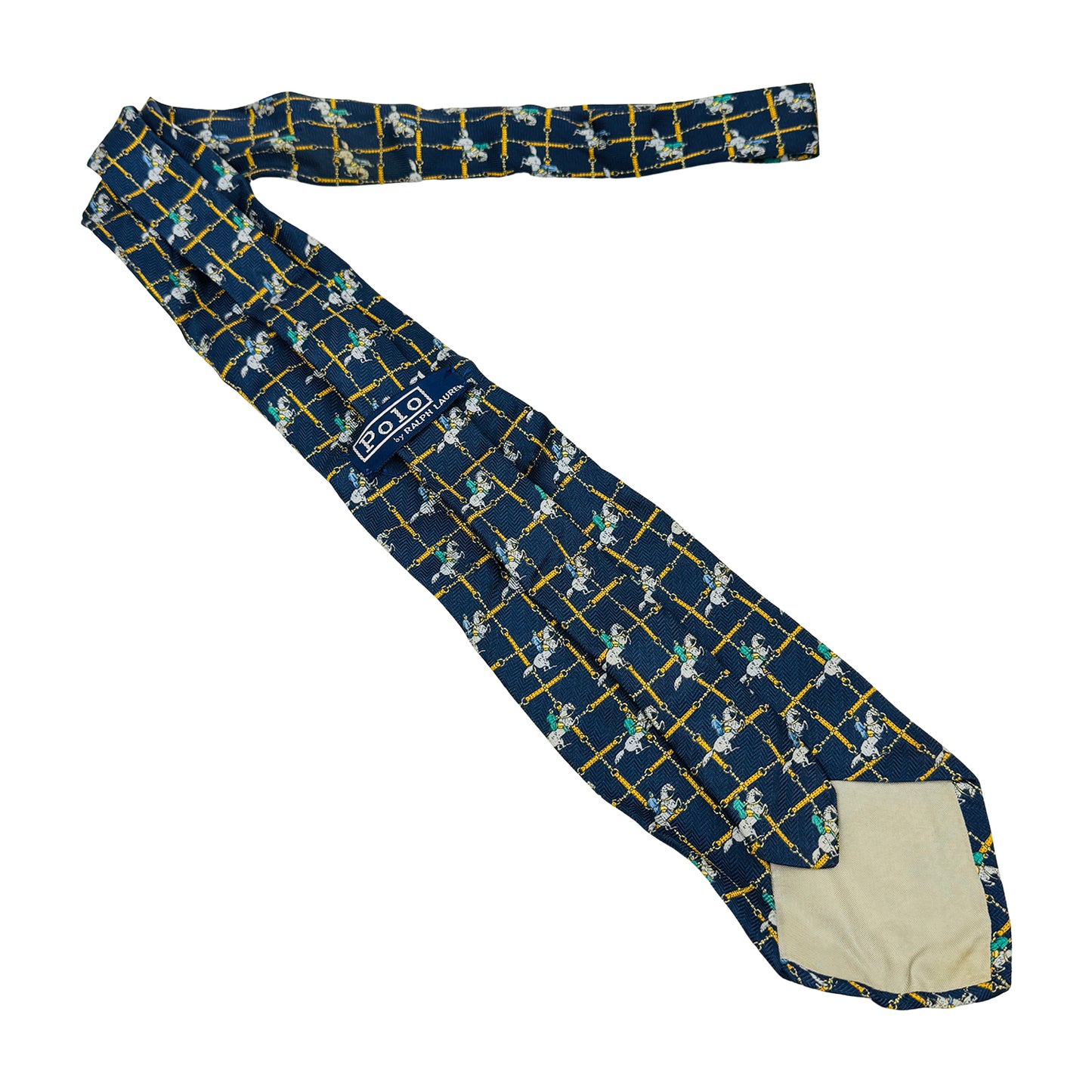 Ralph Lauren Polo Navy Blue 'Horse Rider Print' Tie (Size Regular)