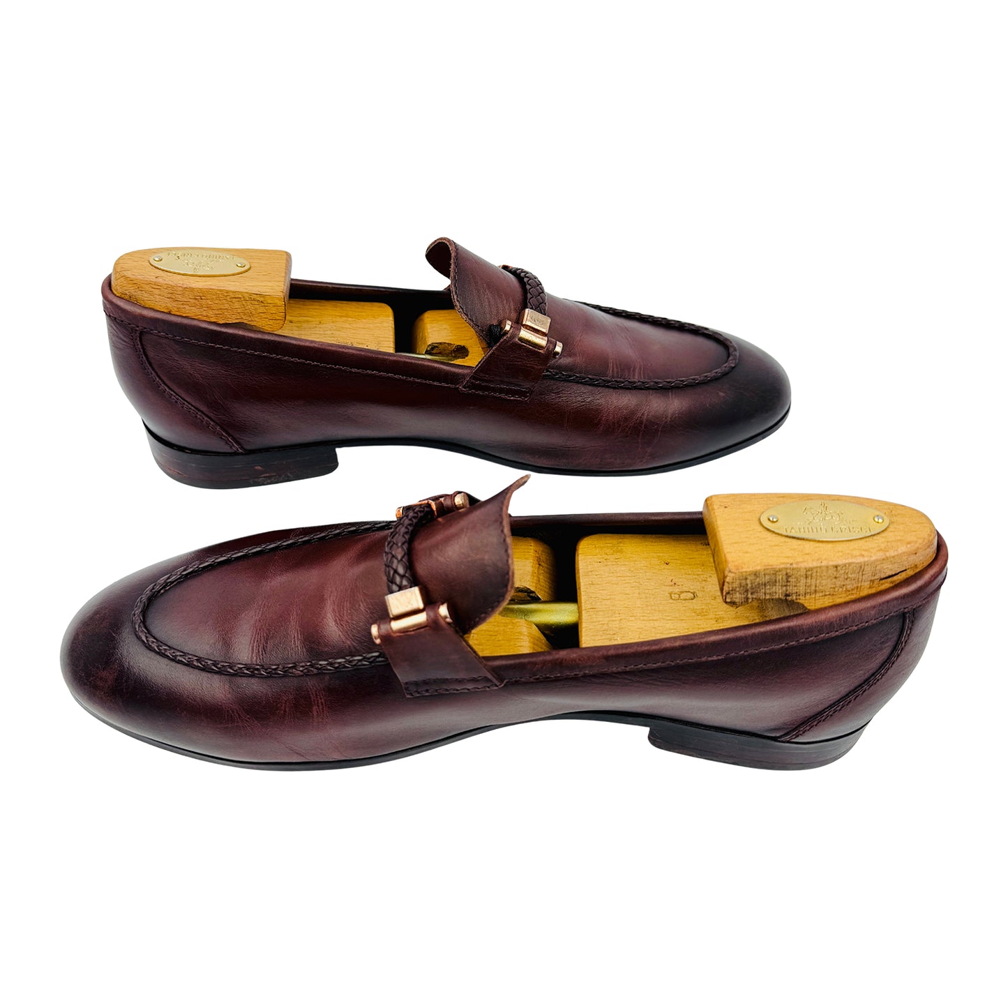 Rosso Brunello Men's Braided Leather Loafers (Size 43) - MS‑4211