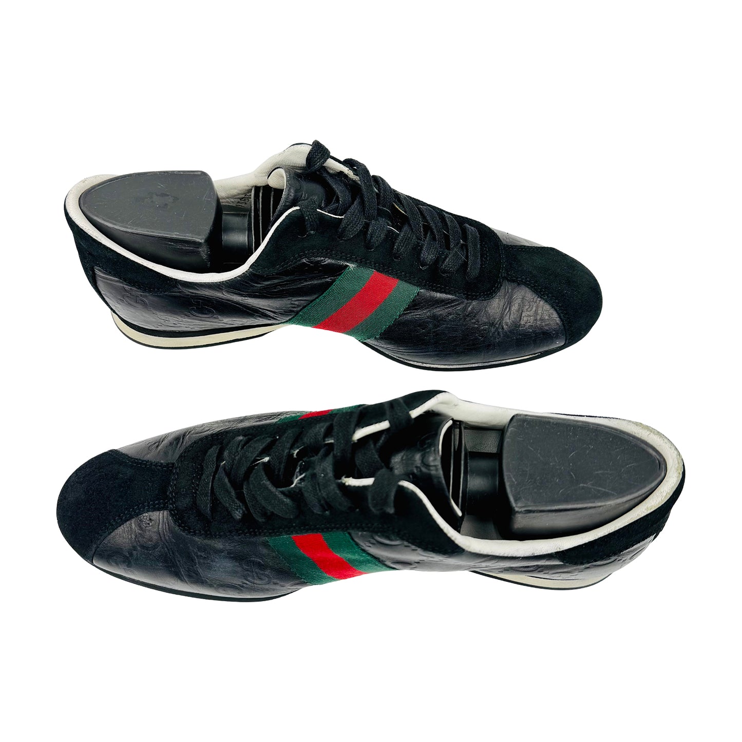 Gucci Men's Black Leather Suede Sneakers (Size 39.5/40)