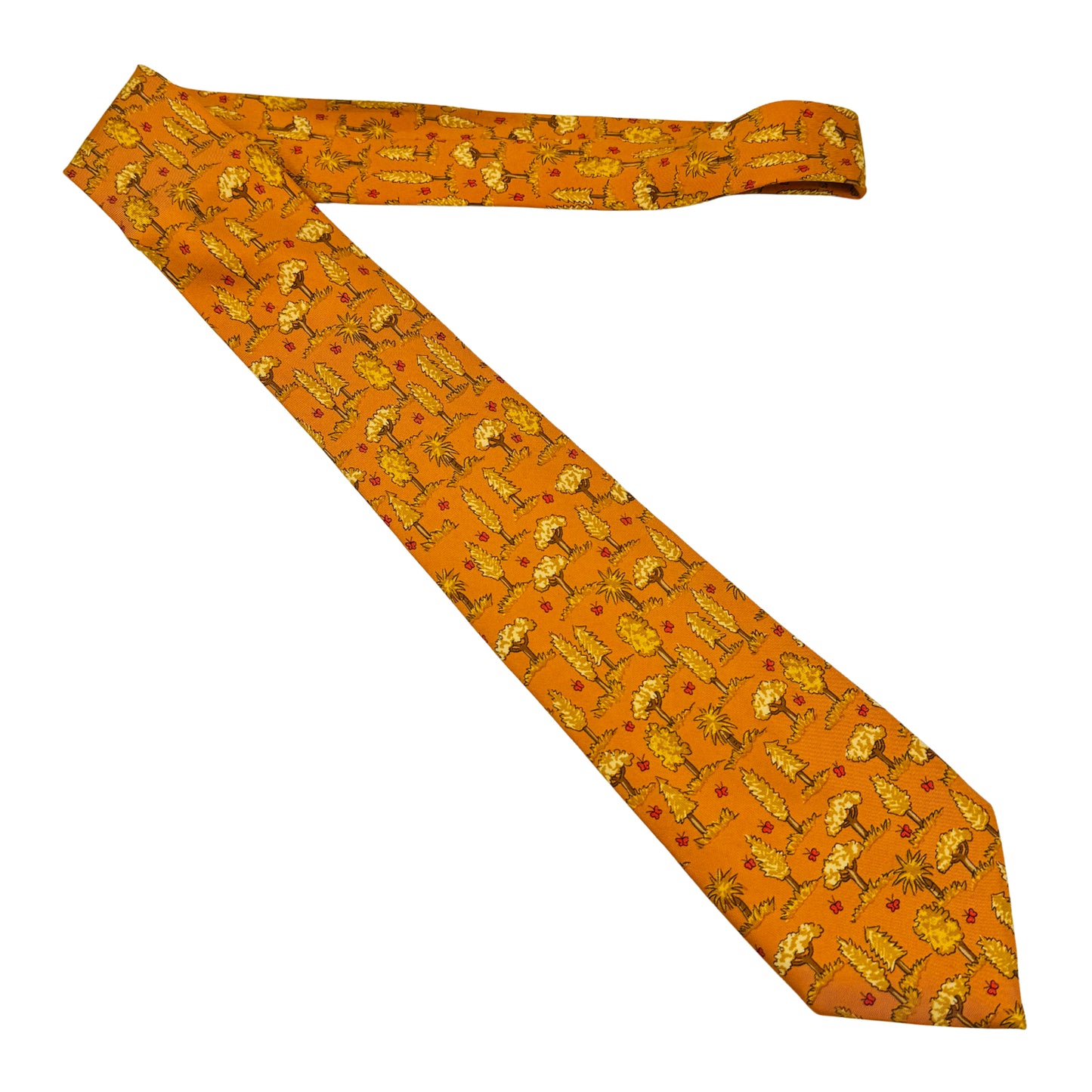 Hermès Orange 'Forest Pattern' Tie (Size Regular)