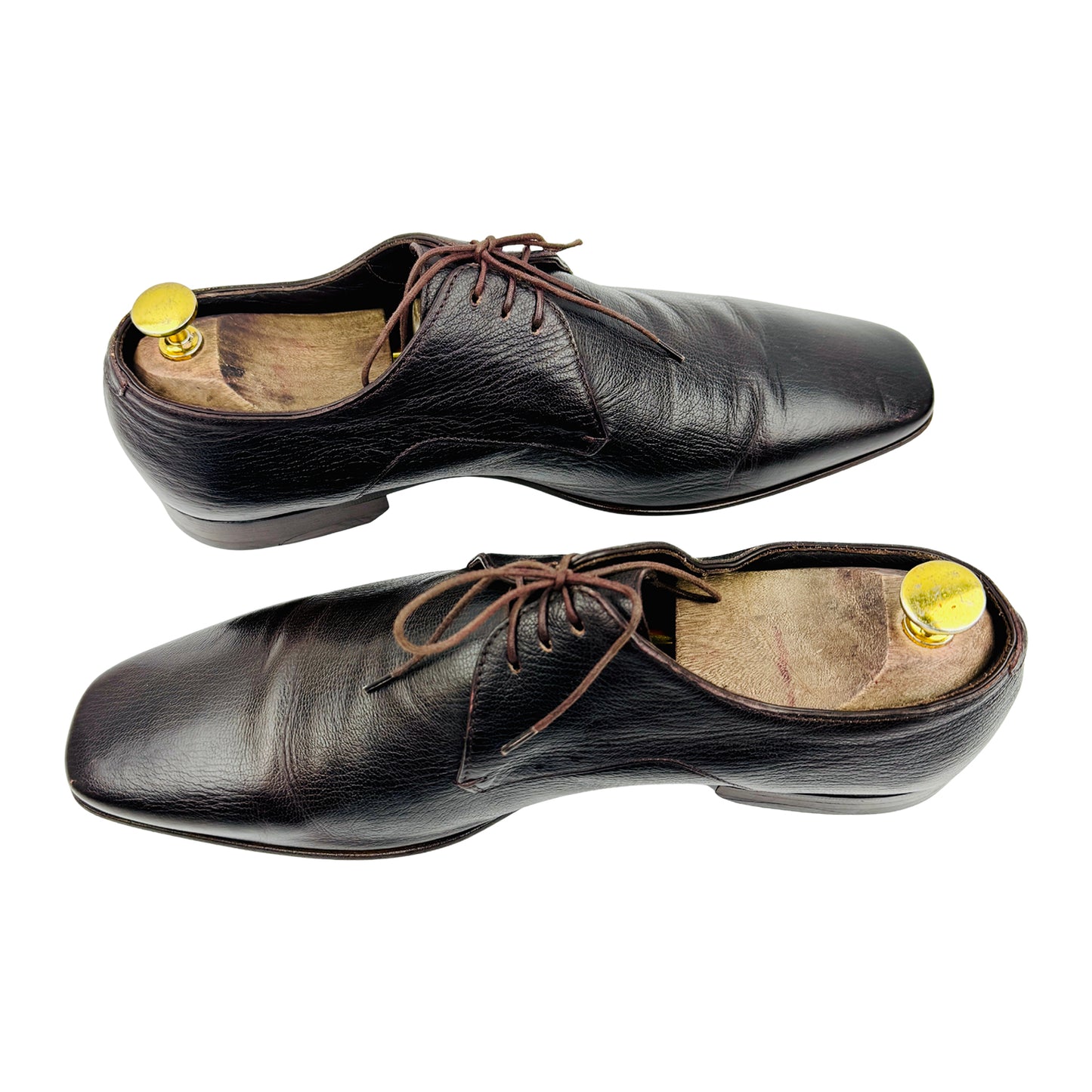 Hugo Boss Men's Dark Brown Leather Derby Shoes (Size 43)