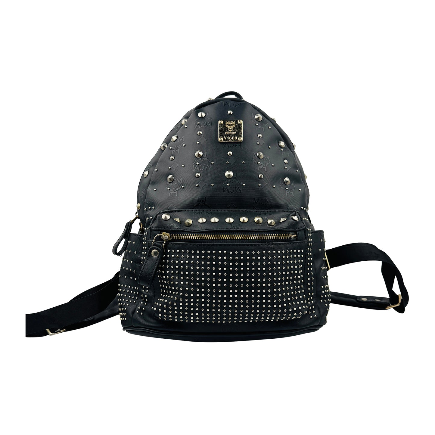 MCM Stark Black Visetos Mixed Studded Backpack