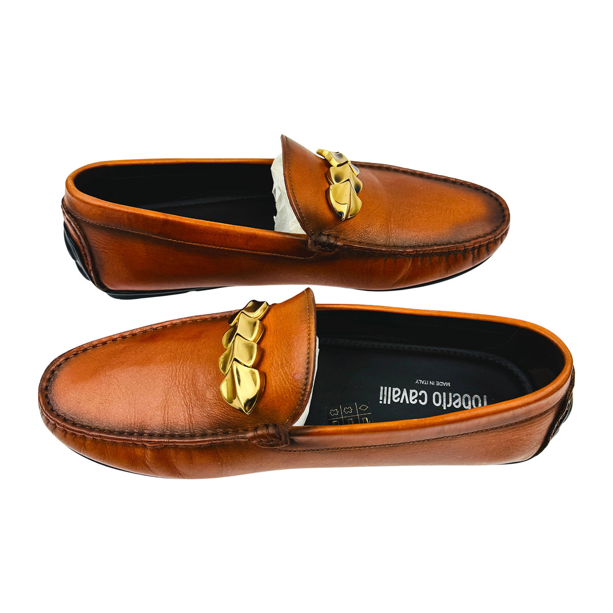 Roberto Cavalli Brown Leather Driving Loafers (Size 42)