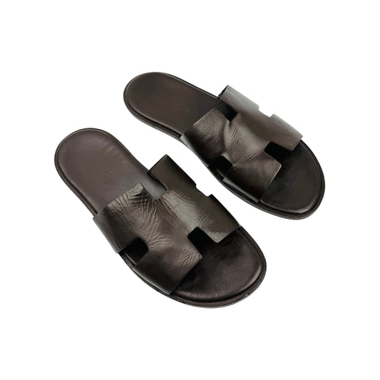 Hermès Izmir 'Dark Chocolate Brown' Slides (Size 43/44)