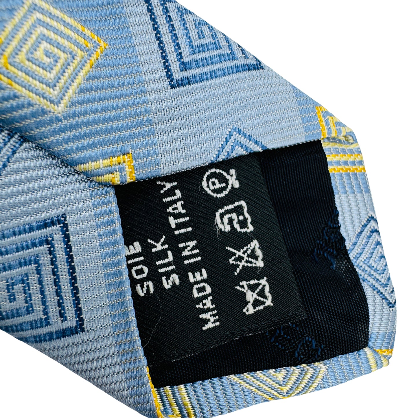 Versace Light Blue 'Geometric Motifs' Silk Tie (Size Regular)