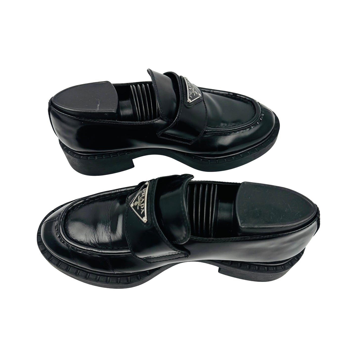 Prada Brushed Leather Black Loafers (Size 38/38.5)