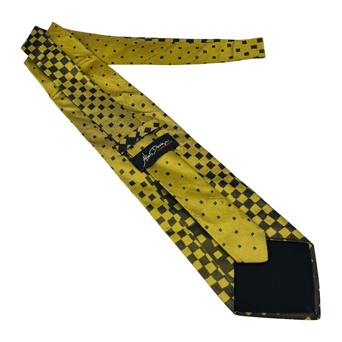 Atlas Design Mustard Yellow Checkerboard Pattern Tie (Size Regular)
