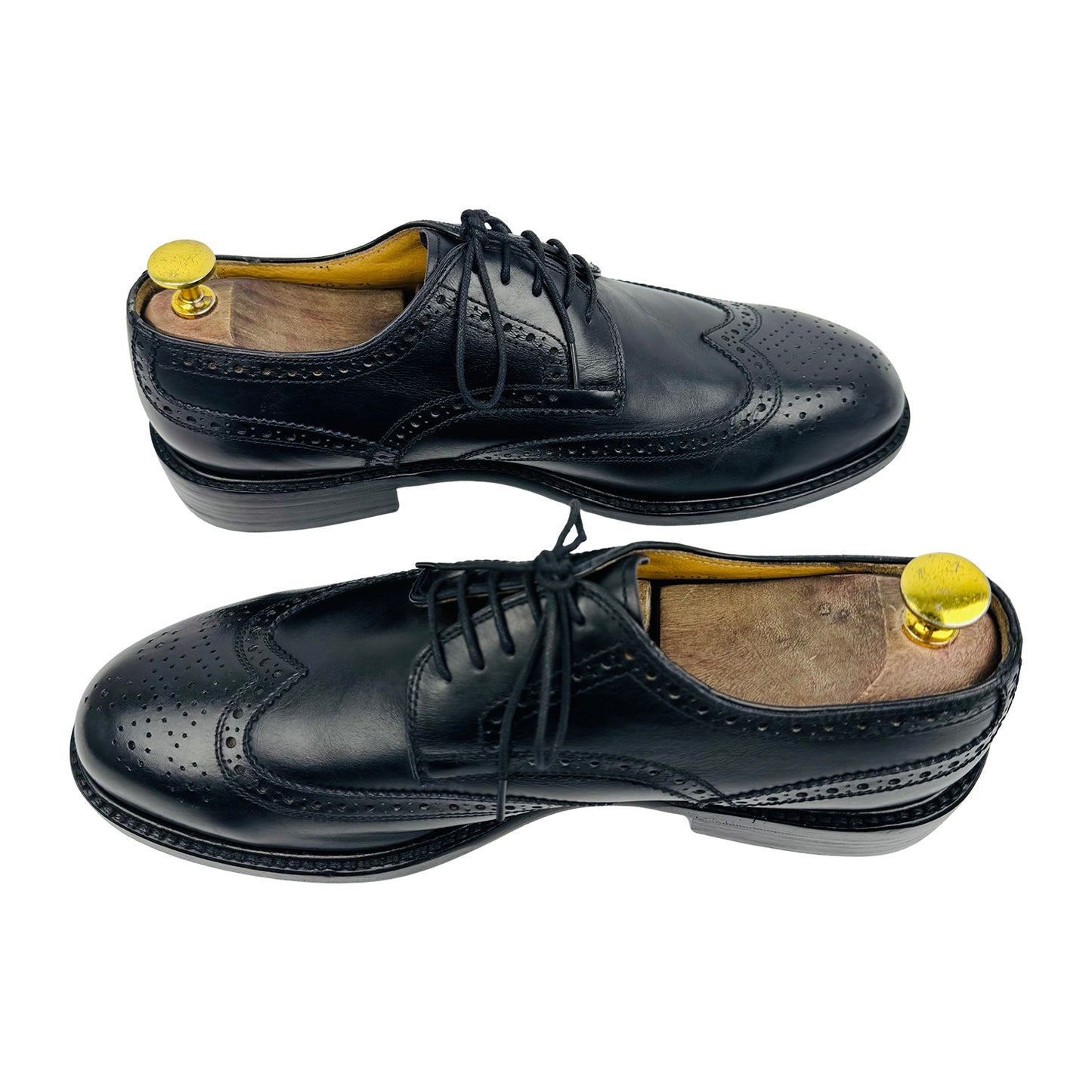 Leonardo Men's Black Leather Brogue Shoes (Size 42)