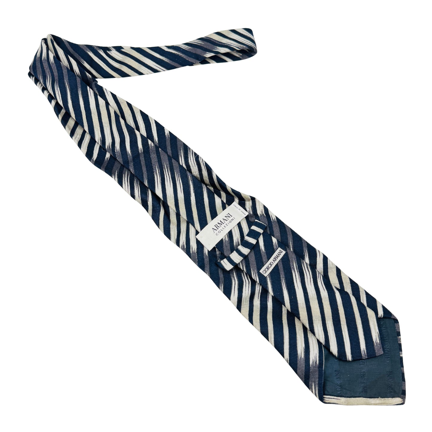 Armani Dark Blue 'Irregular Stripes' Silk Tie (Size Regular)