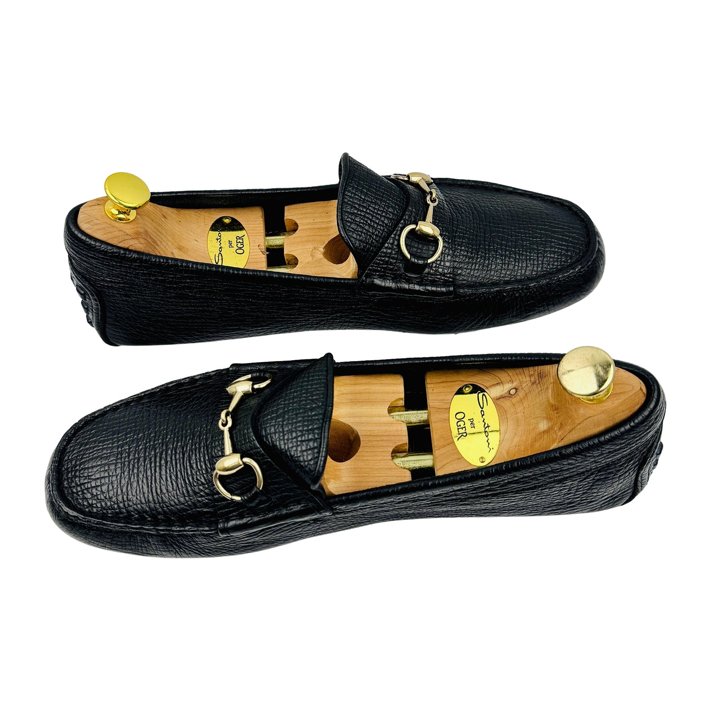 Gucci Men's Black Pebbled Leather Horsebit Driving Loafers (Size 43)