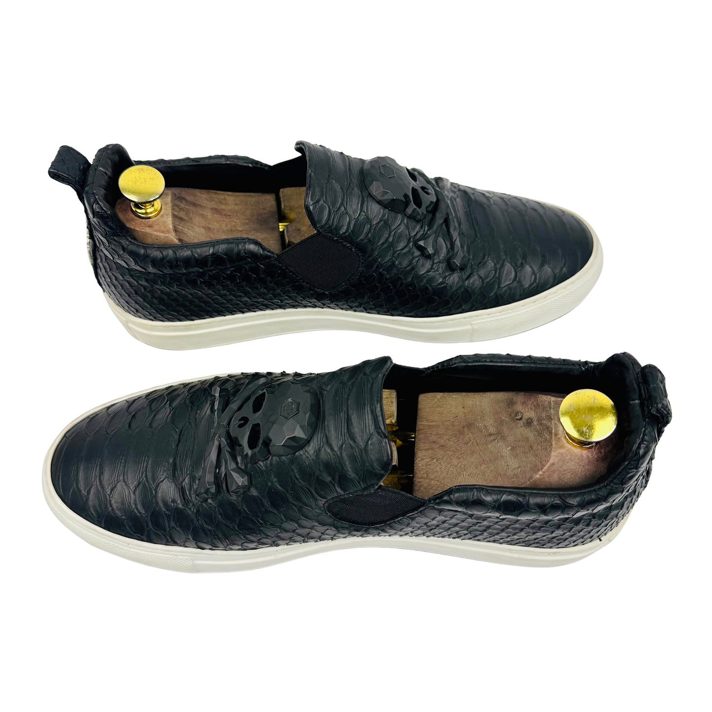 Philipp Plein Casper Python-Embossed Leather Shoes (Size 42.5)