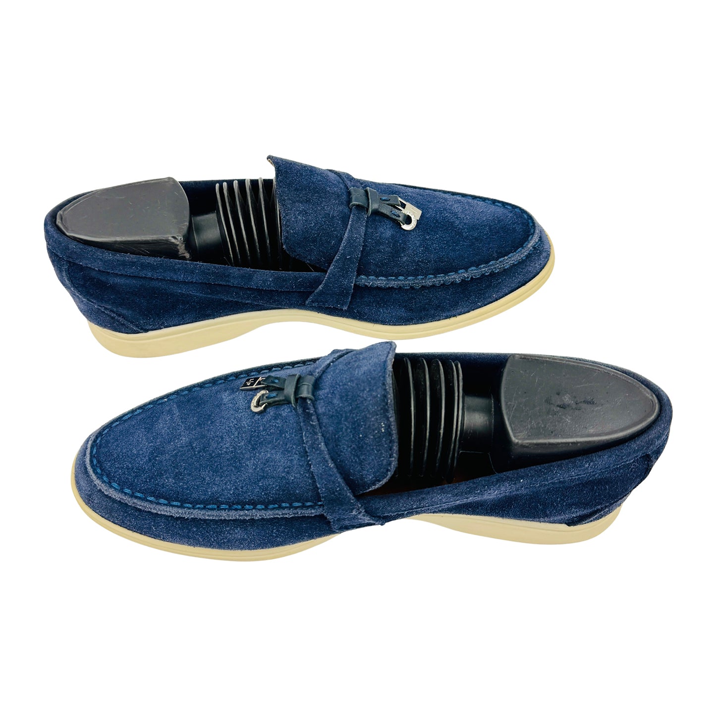 Loro Piana Summer Charms Walk Navy Blue Loafers (Size 40) - I43182