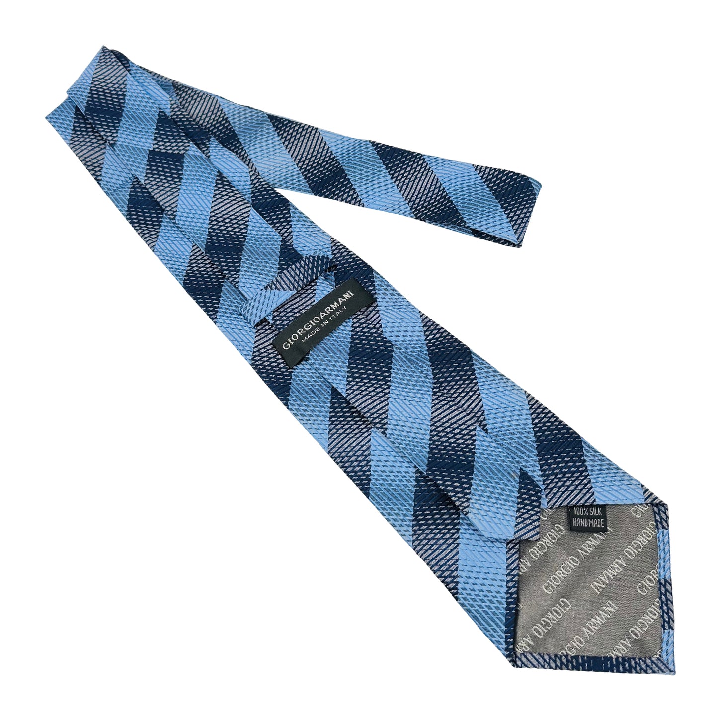 Giorgio Armani Sky Blue 'Geometric Stripes' Tie (Size Regular)