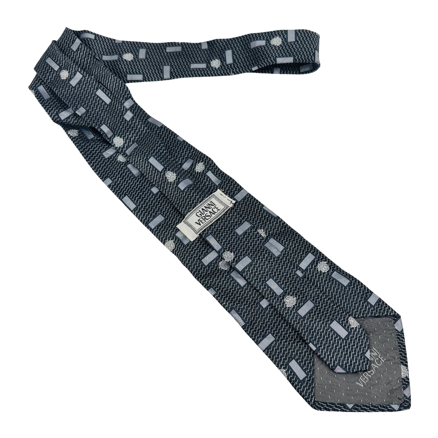 Versace Dark Navy Blue 'Medusa Head Motifs' Tie (Size Regular)
