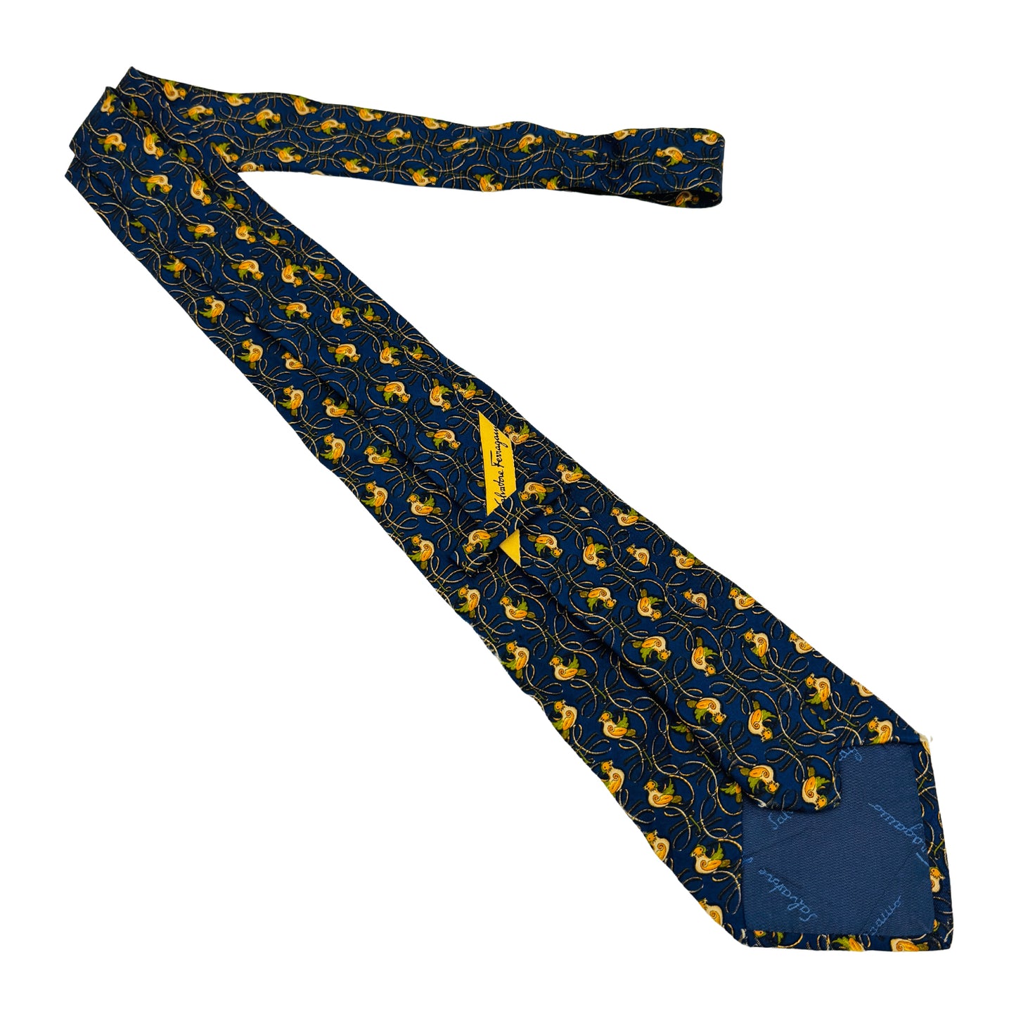 Salvatore Ferragamo Blue 'Novelty Motif' Tie (Size Regular)