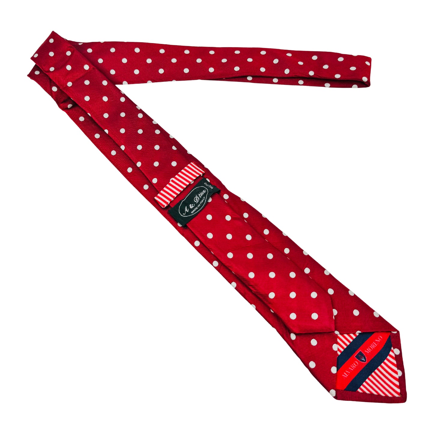 A&D Red 'White Polka Dots' Tie (Size Slim Fit)