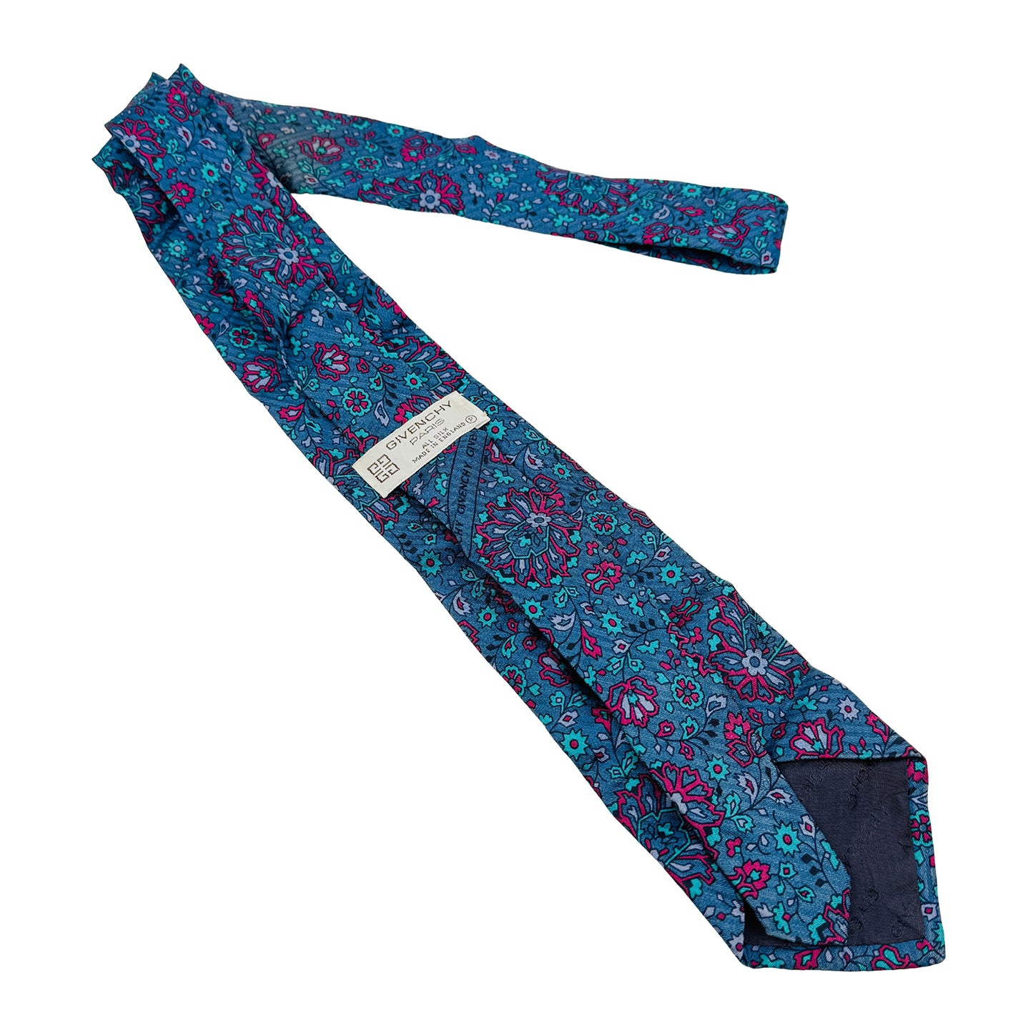 Givenchy Teal Pink 'Floral Pattern' Silk Tie (Size Regular)