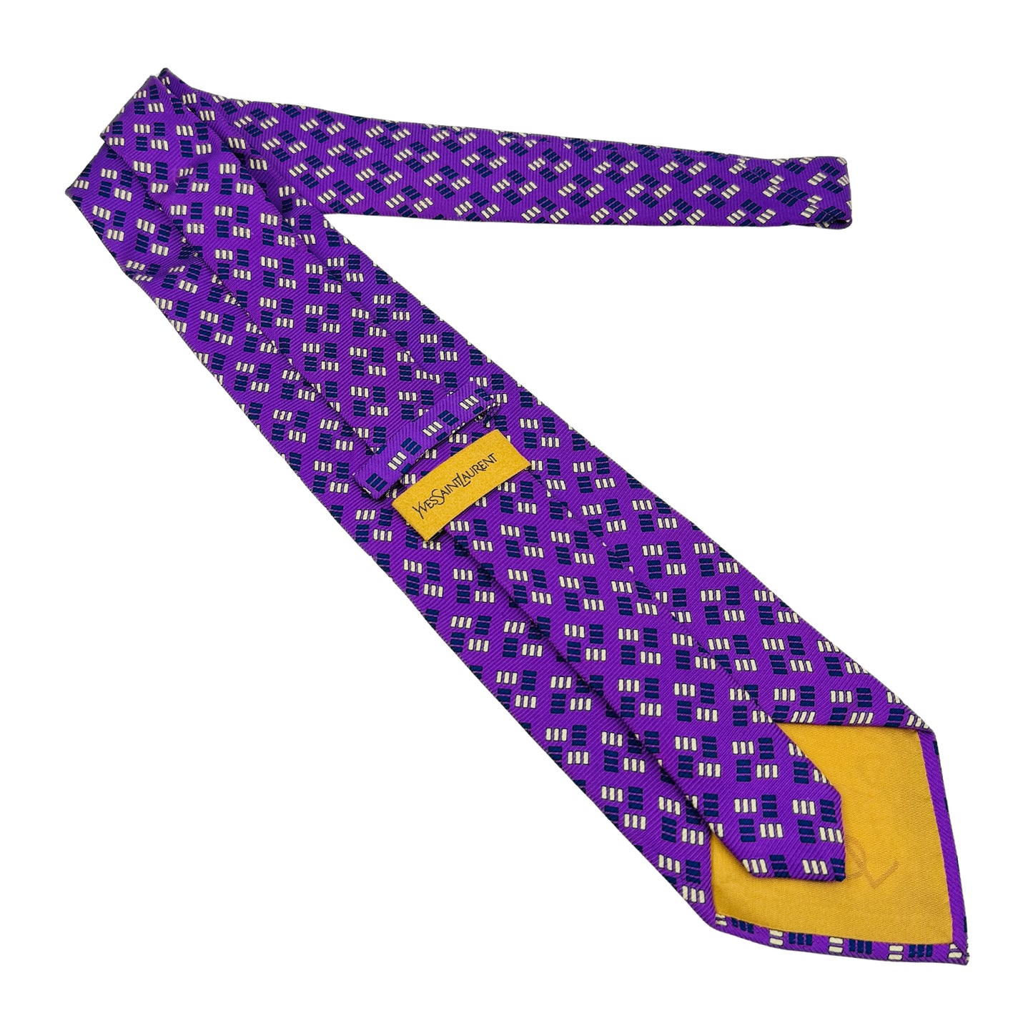 Yves Saint Laurent Purple 'Geometric Pattern' Tie (Size Regular)