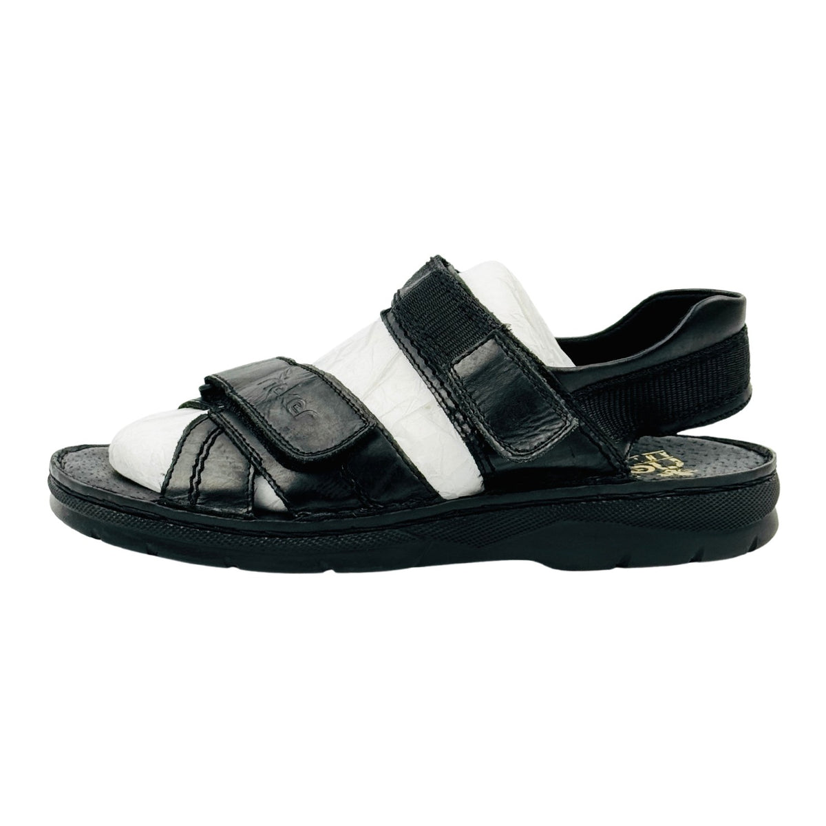 Rieker Black Leather Velcro Strap Sandals (Size 40)
