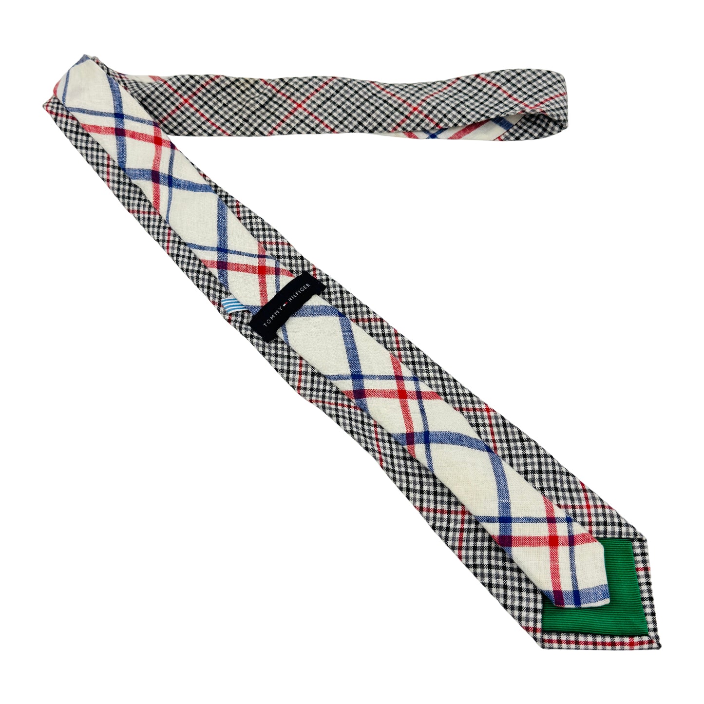 Tommy Hilfiger White 'Check Pattern' Tie (Size Slim Fit)