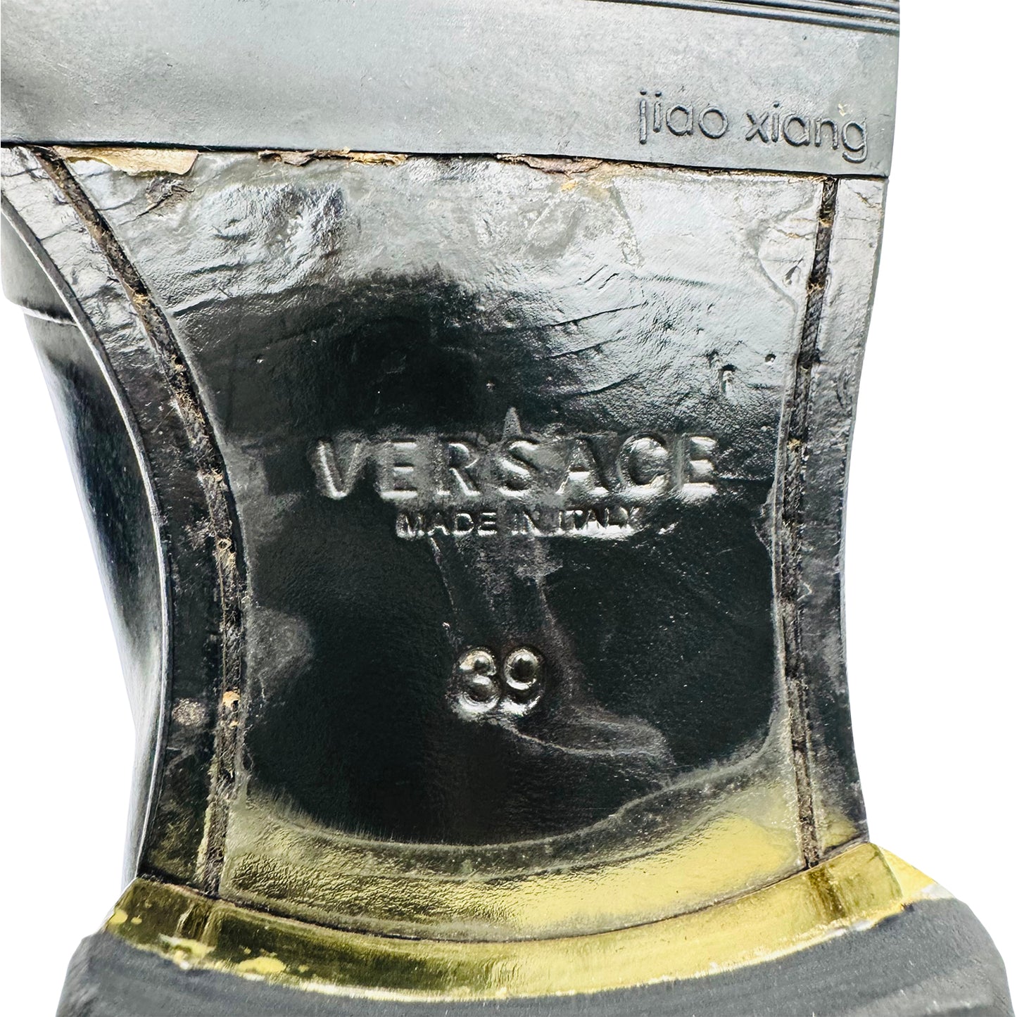 Versace Patent Leather Greca Pattern Heel Loafers (Size 40.5/41)