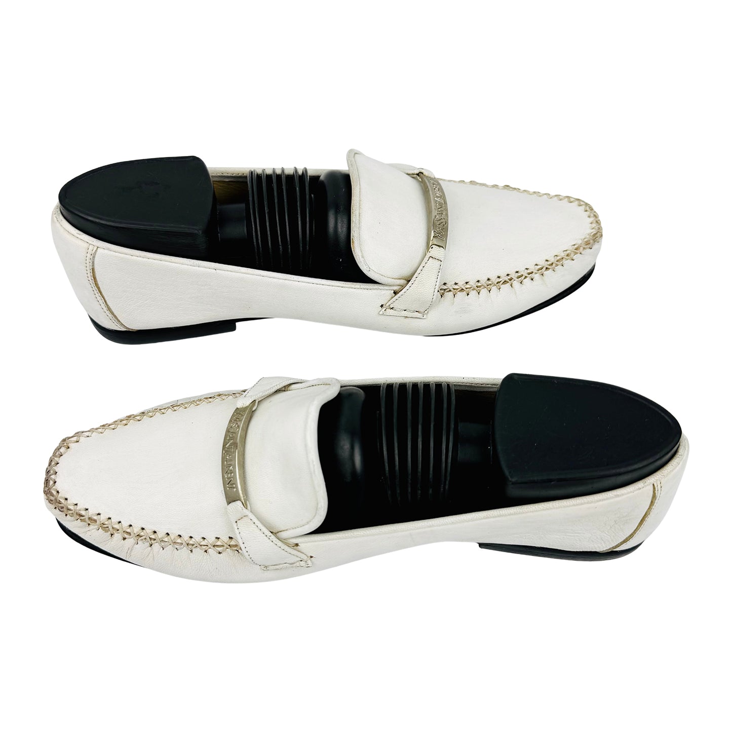 Saint Laurent [YSL] White Leather Loafers (Size 38/38.5)