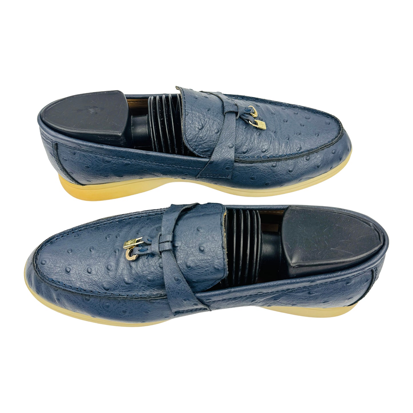 Loro Piana Blue Ostrich Leather Loafers (Size 38)