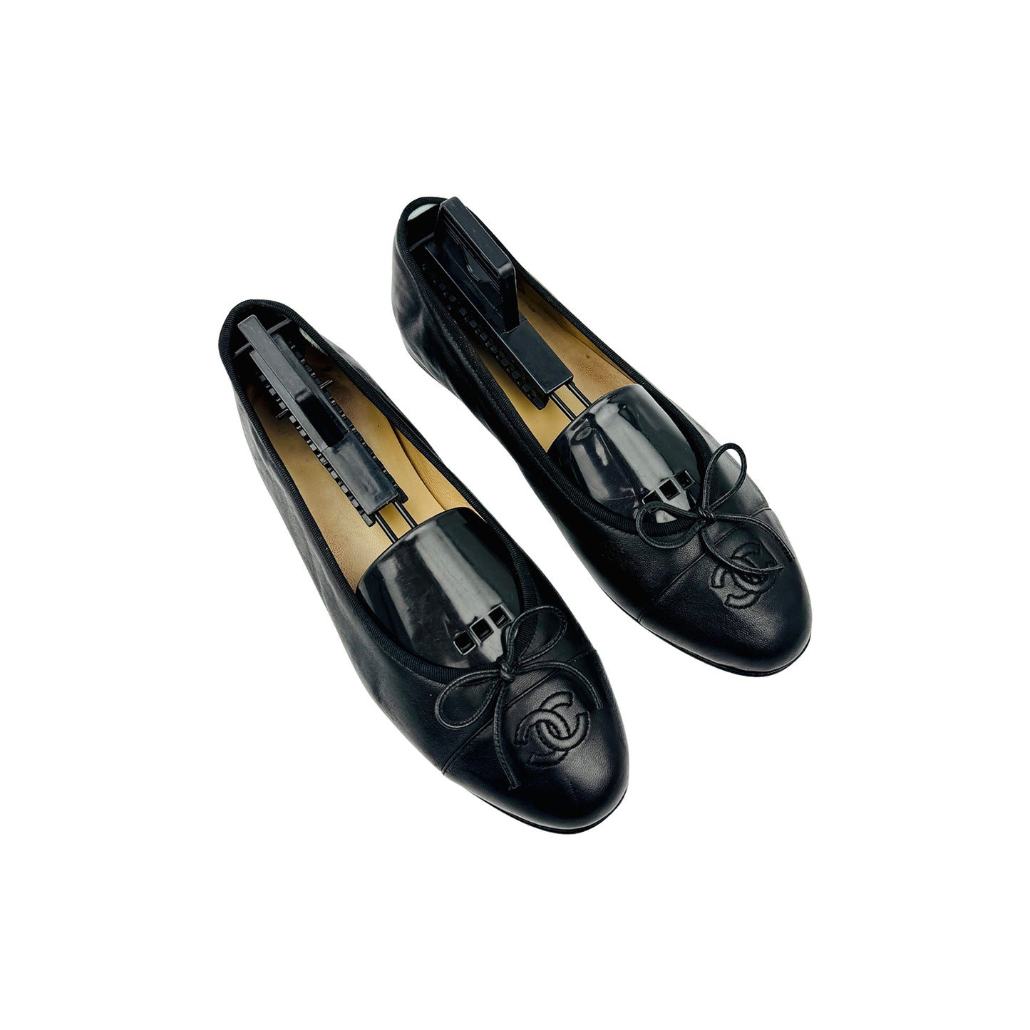 Chanel Black Leather Ballet Flats (Size 39)